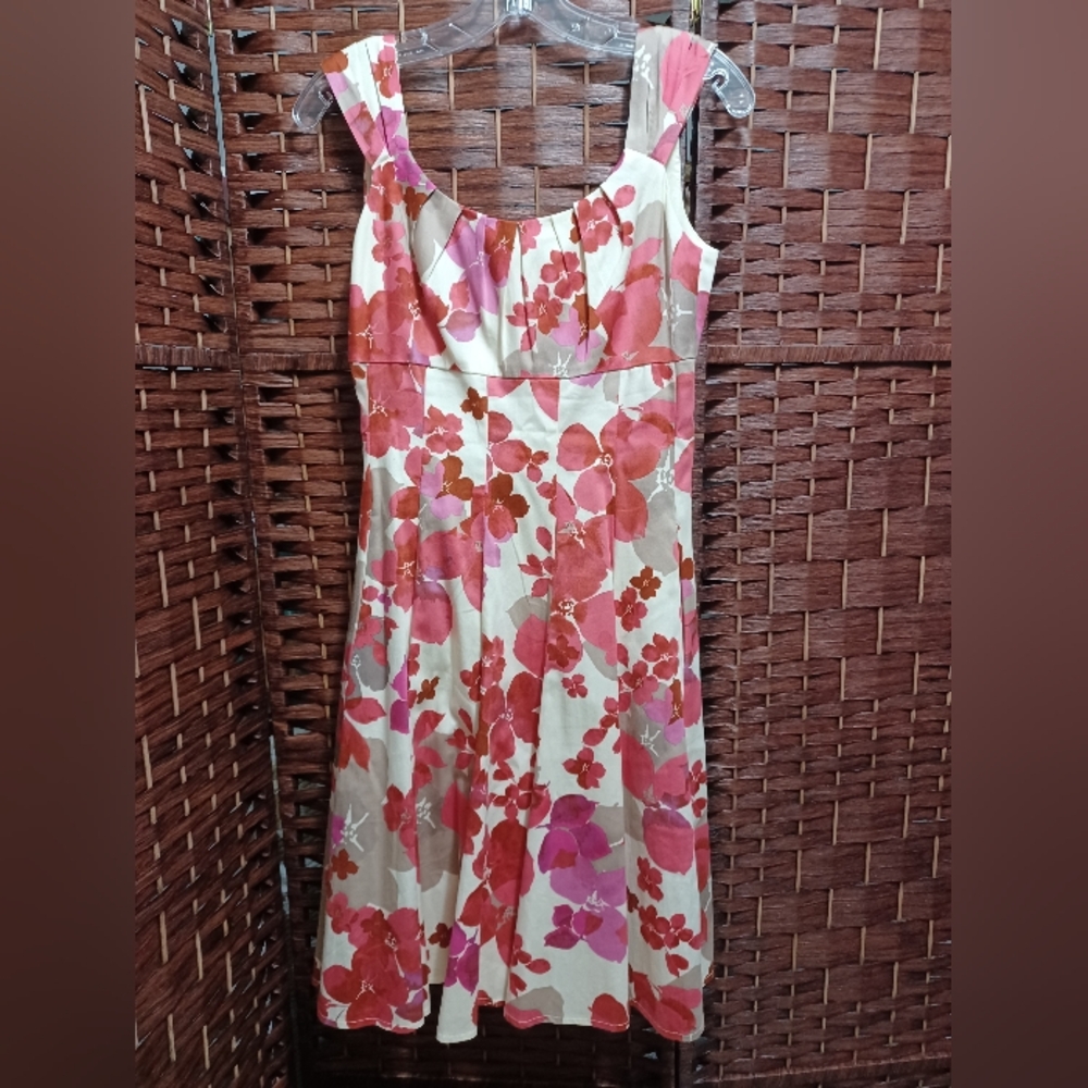 Floral Pink & Coral Sleeveless Women's Dress